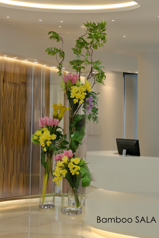 clinic,美容クリニック,医療,待合室,フラワーディスプレイ,装花,アーティフィシャルフラワー,おしゃれ,バンブーサラ,