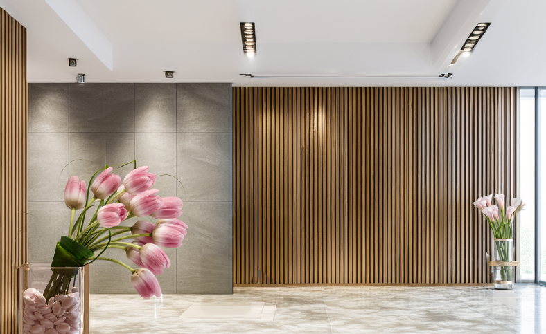 ロビー,待合室,フラワーディスプレイ,アーティフィシャルフラワー,おしゃれ,空間装花,バンブーサラ